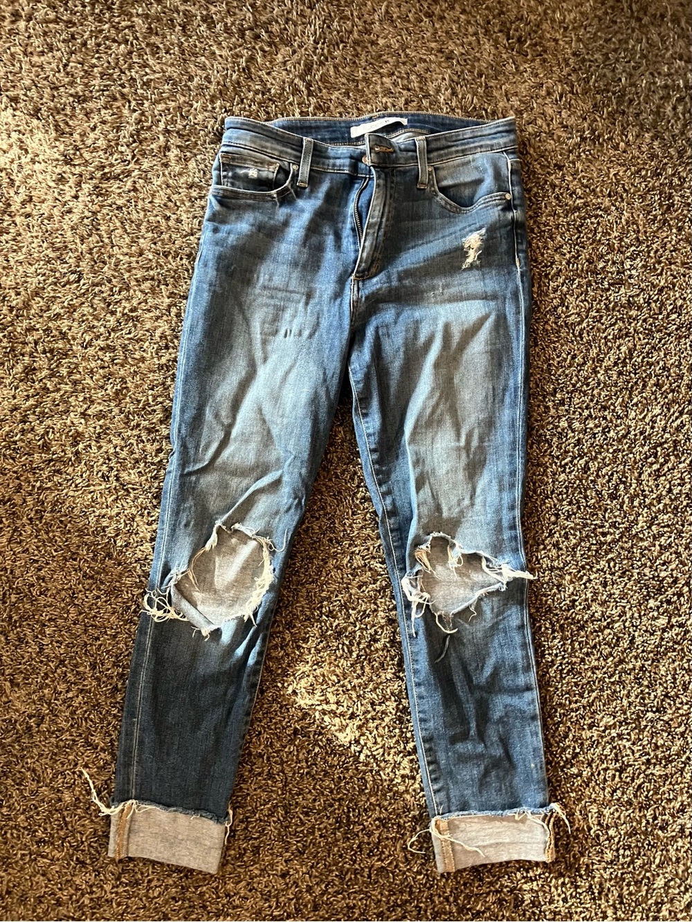 Joe's Jeans Distressed Dark Blue high rise skinny jeans